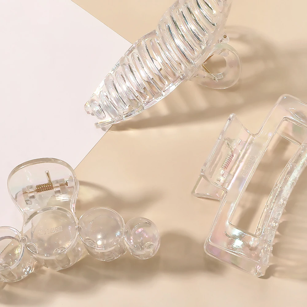 Korean Variety Styles Transparent Hair Claw Ladies Big Resin Hair Claw Clips Solid Color Shark Hair Clip for Girls