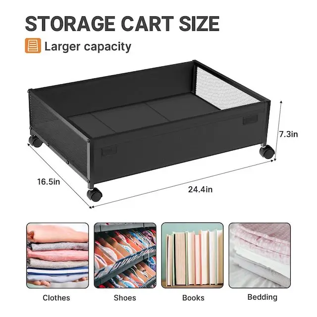 Confezione da 2 contenori sotto il letto con ruote