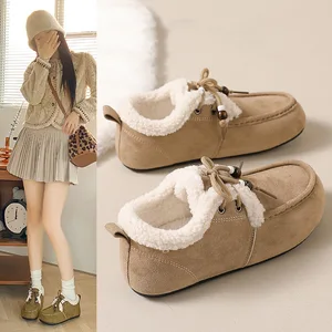 X-188 women Cotton Shoes loafers suede lace-up plus women's loafers shoes