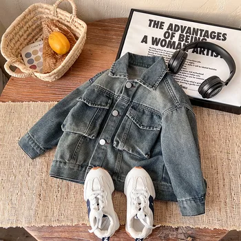 Children's clothing 2024 Autumn new children's denim coat boys' denim coat spring and autumn top