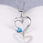 Pendant Blue Stone Silver Silver 2022 Valentine's Day Jewelry Pendant Blue Stone 925 Sterling Silver Custom Heart Diamond Necklace