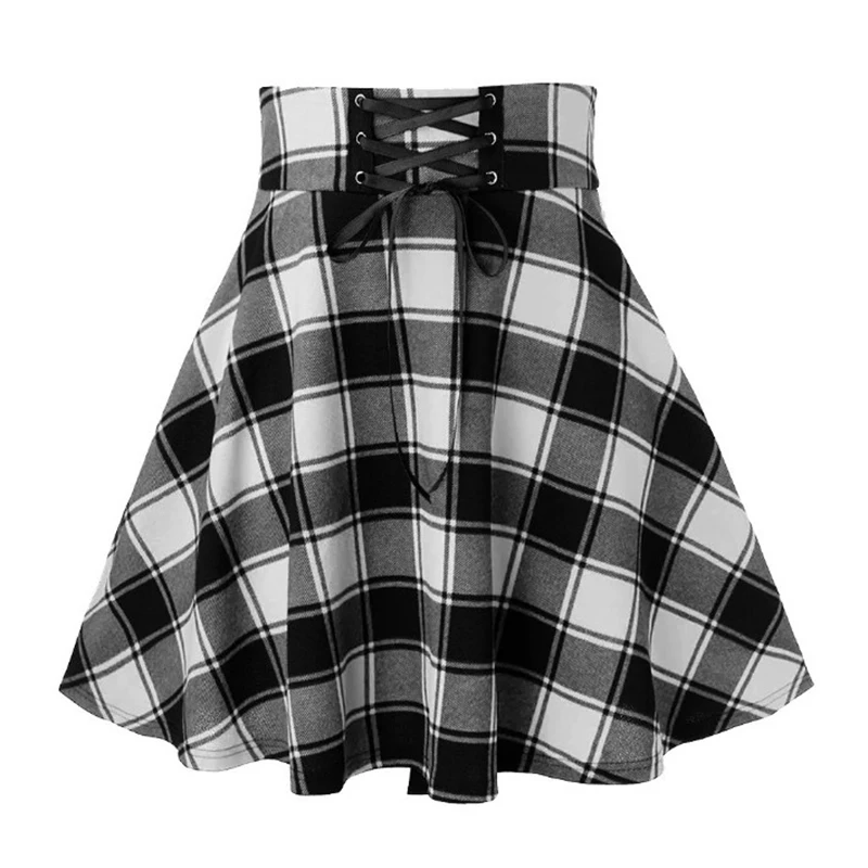 christmas tartan lace up skater skirt