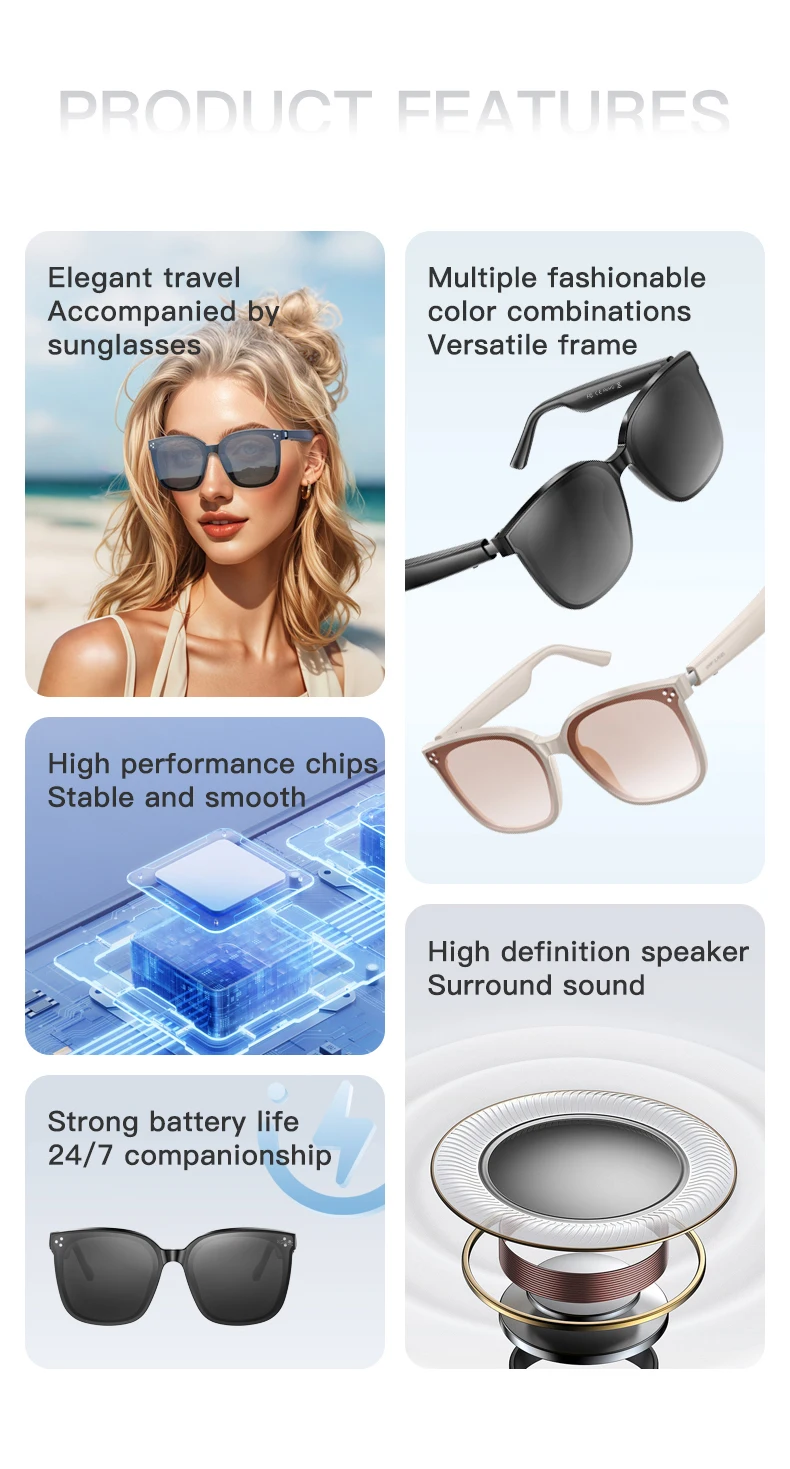 If you are searching for a supplier of a product with perfect quality control and highly competitive prices, which gives you an advantage in expanding your local market, then contact us now!  Competitive suppliers of  GS260 Smart Glasses with UV Protection Sunglasses Featuring Music Call Wake-up Voice Assistant Smart Wearable Headset 2026