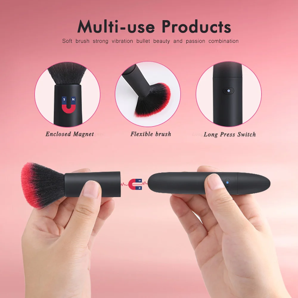 Trendy Cheap Vibrating Makeup Brush Vibrator Female Sex Toy Make-up G Spot Dildo Vibration for Women