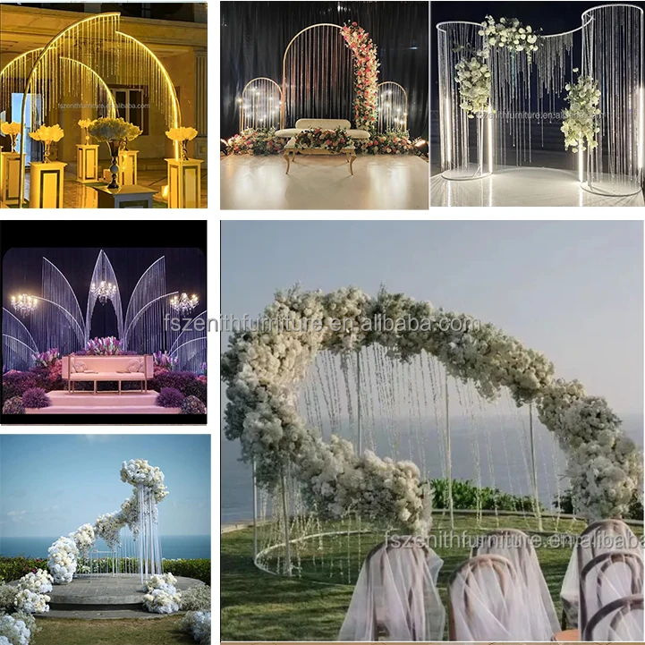 Factory Direct White Metal Stand for Wedding Aisle Led Beaded Walkway Decoration Metal Frame