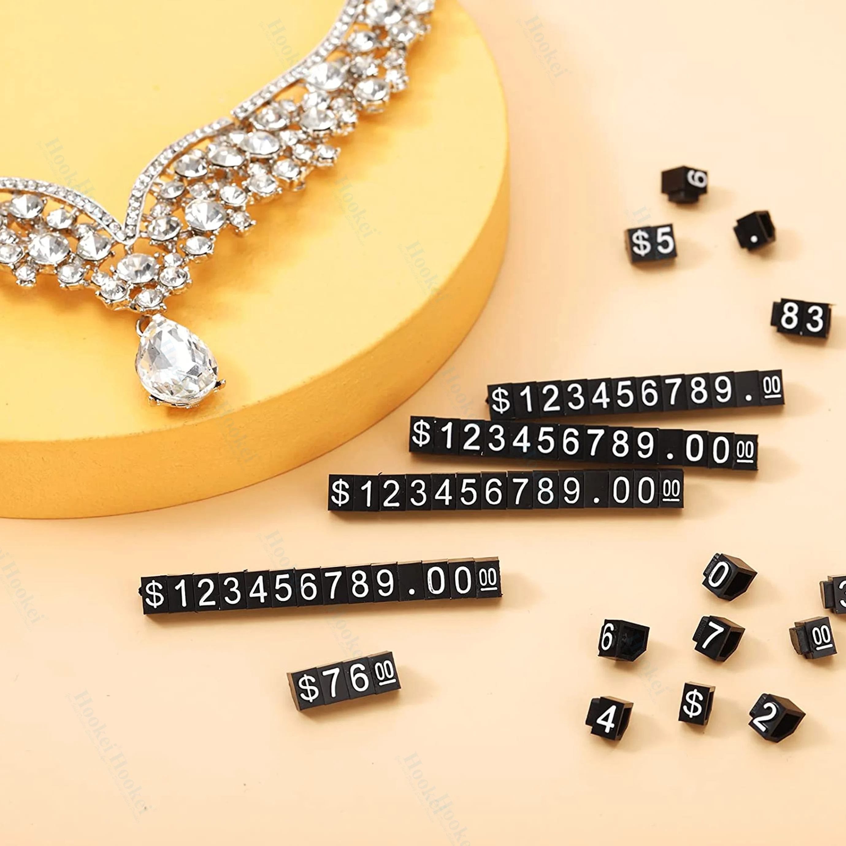 Adjustable Price Tag Cube Display Stand Label Letter Number Pricing Label Stand Block for Retail Shop Jewelry Price Display