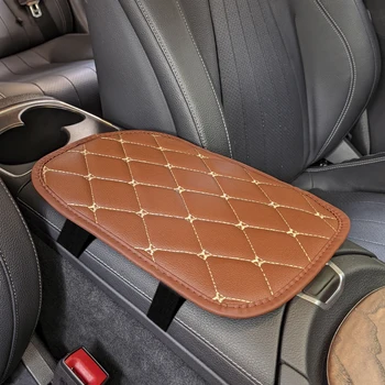 PVC Leather Car Armrest Storage Box Cushion Luxury Diamond Design with Business Style Fit for Car Interior Protection Function