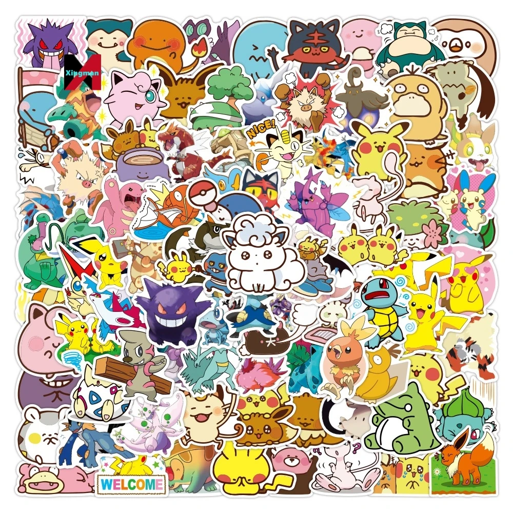 50pc/pk Japanese Anime Pokemoned Stickers Cute Cartoon Pokemoned ...