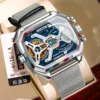 E106 Silver Case Blue Mesh Style