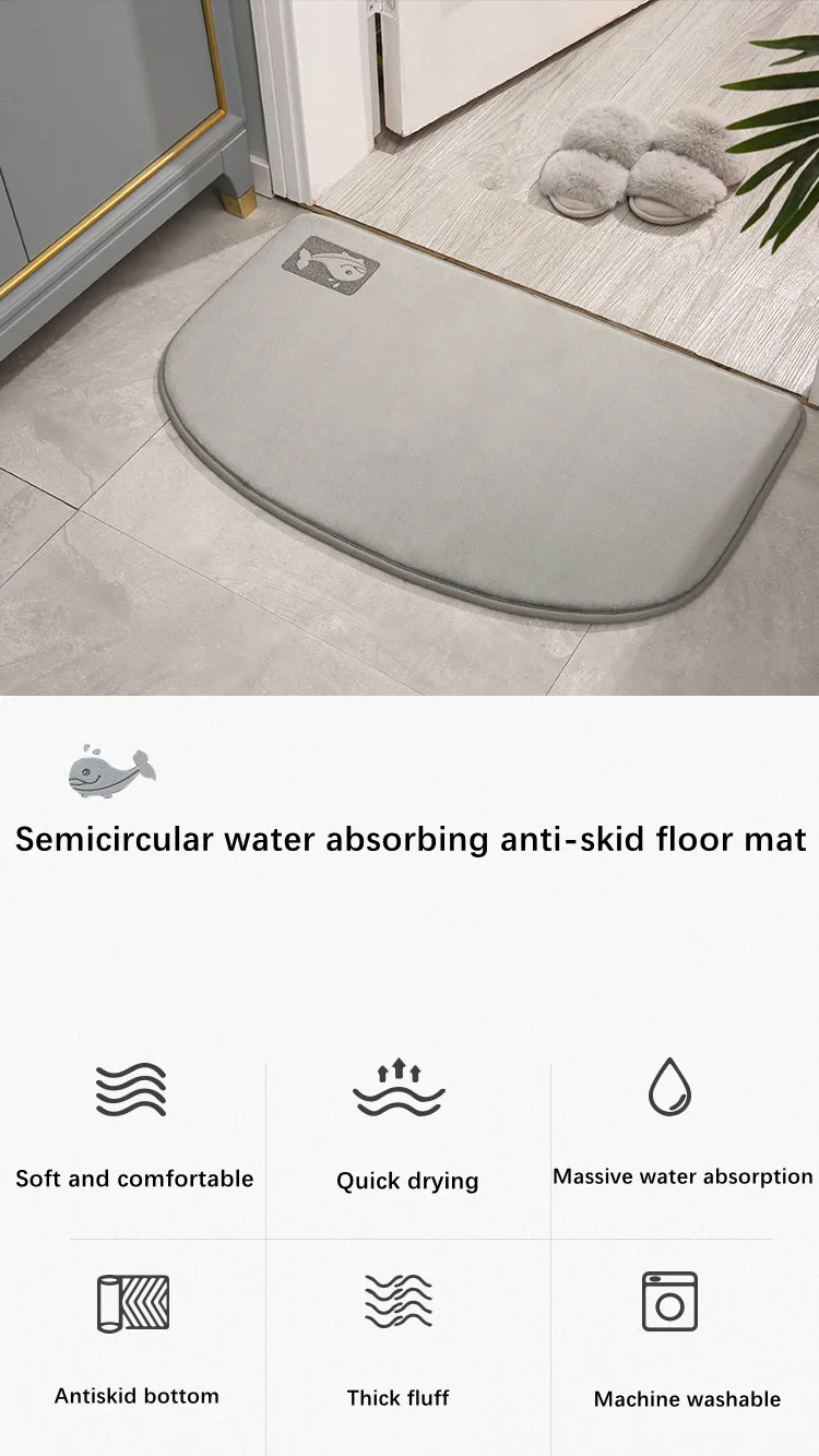 50*80cm Non-Slip Memory Foam Super Water Absorption Cute D Shape Anti-Slip And Dirt-Resistant Rug Bath Mat details