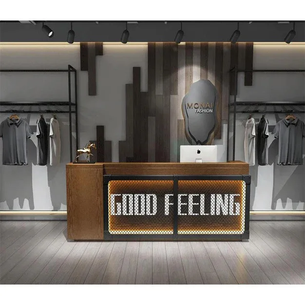 M2 Store Design Industrial Style Modern Coffee Shop Display Counter Clothing Bar Hotel Cafe Shop Design Reception Desk for Spa