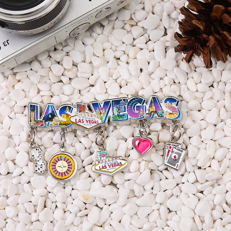 OEM Factory Direct Metal Customized Canada Tourist Souvenir Las Vegas 3D Embossment Serial Fridge Magnet