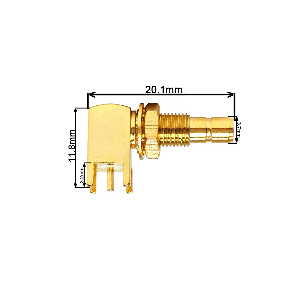 RF Coaxial Connector SMB Male Bulkhead Right Angle PCB Mount 50 Ohm Gold Plated for Antenna