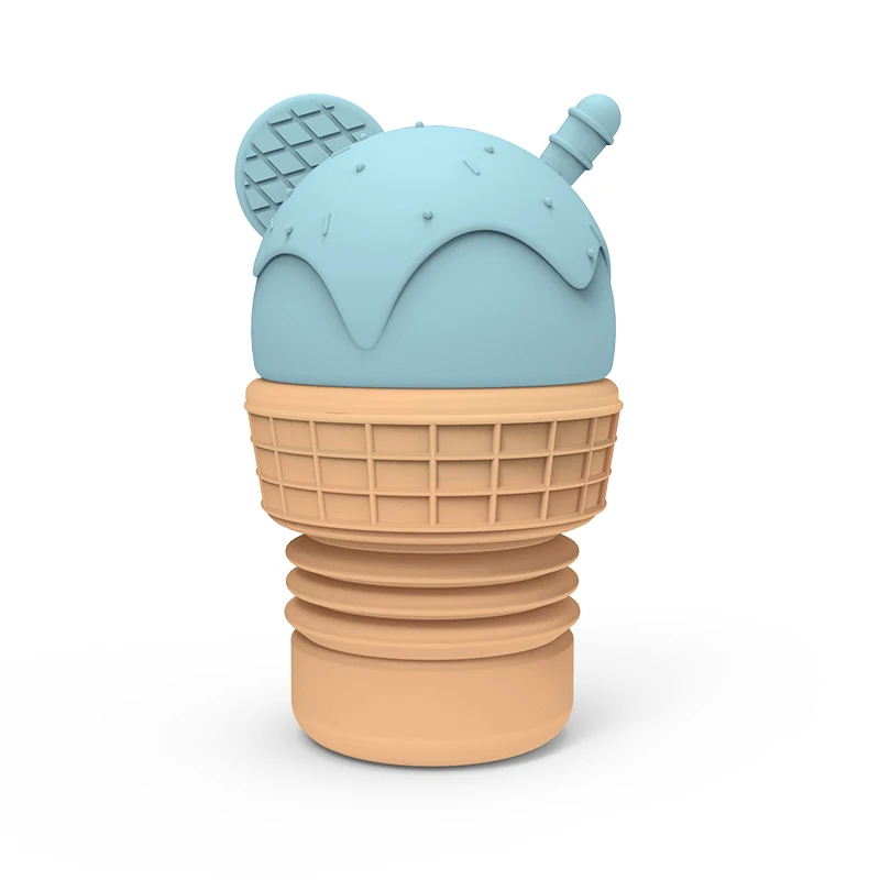 New Design Colorful Customized Silicone Ice Cream Bath Toy Spray Water