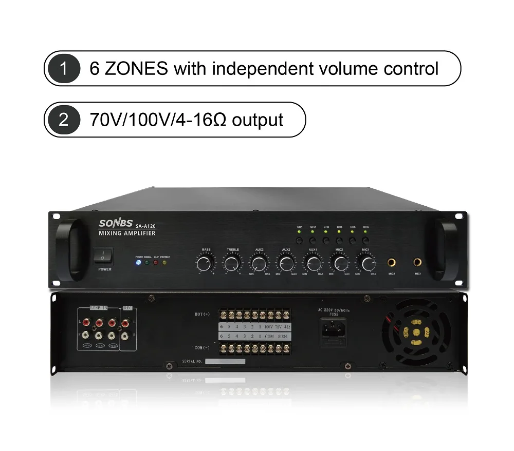 SA-A240 6-zone audio Mixer Amplifier power 60W 120W 240W 360W 500W 650W power amplifier audio