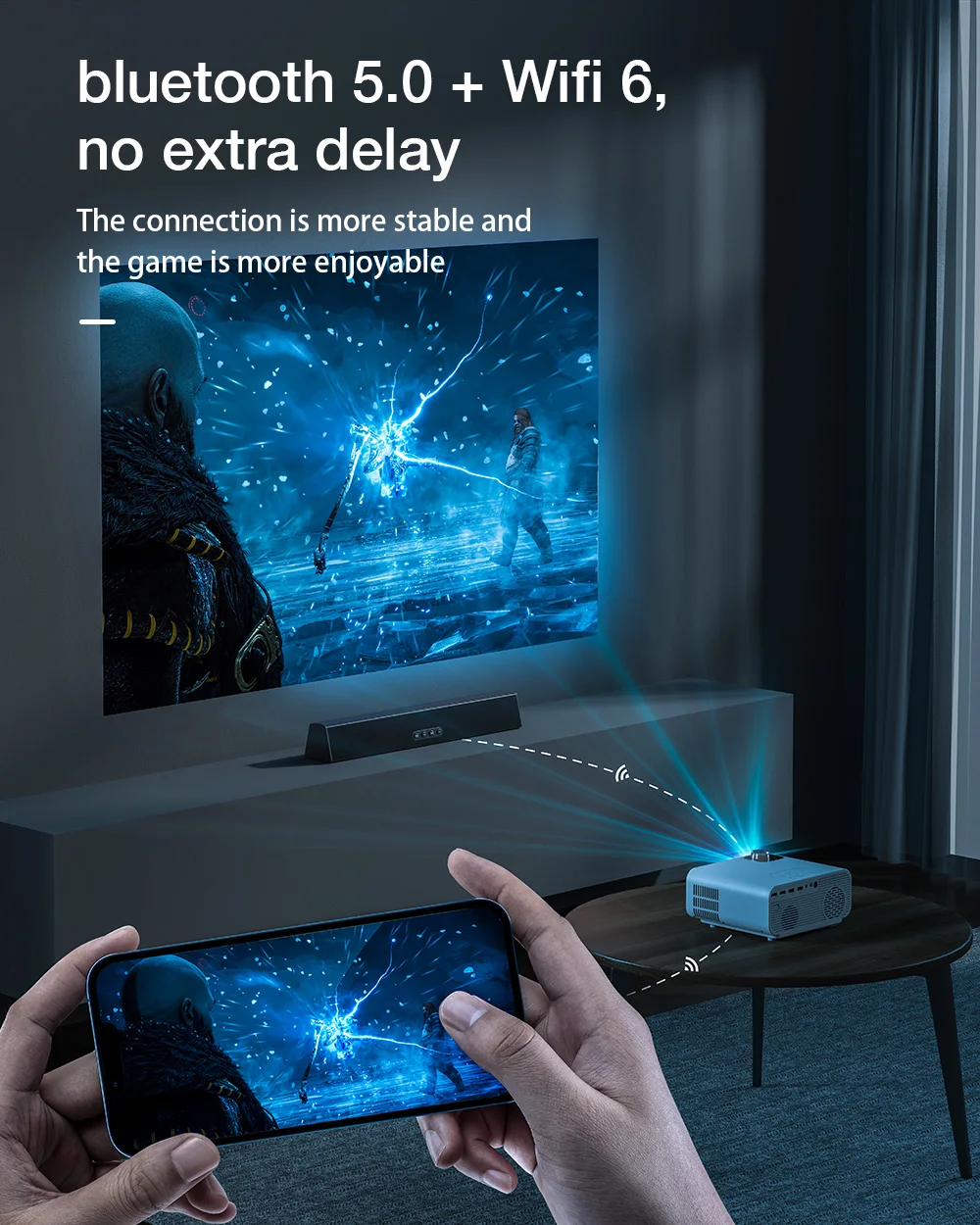 CHEERLUX C12 Android FULL HD Projecteur Android Natif 1920x1080 Luminosité Supérieure 6000 Lumens Mise Au Point Automatique pour Home Cinéma