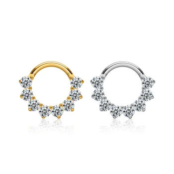 G23 Titanium Earrings Hoop Round Tragus Cartilage Helix Daith Lip Hinged Clicker Segment Ear Nose Ring Body Piercing Jewelry