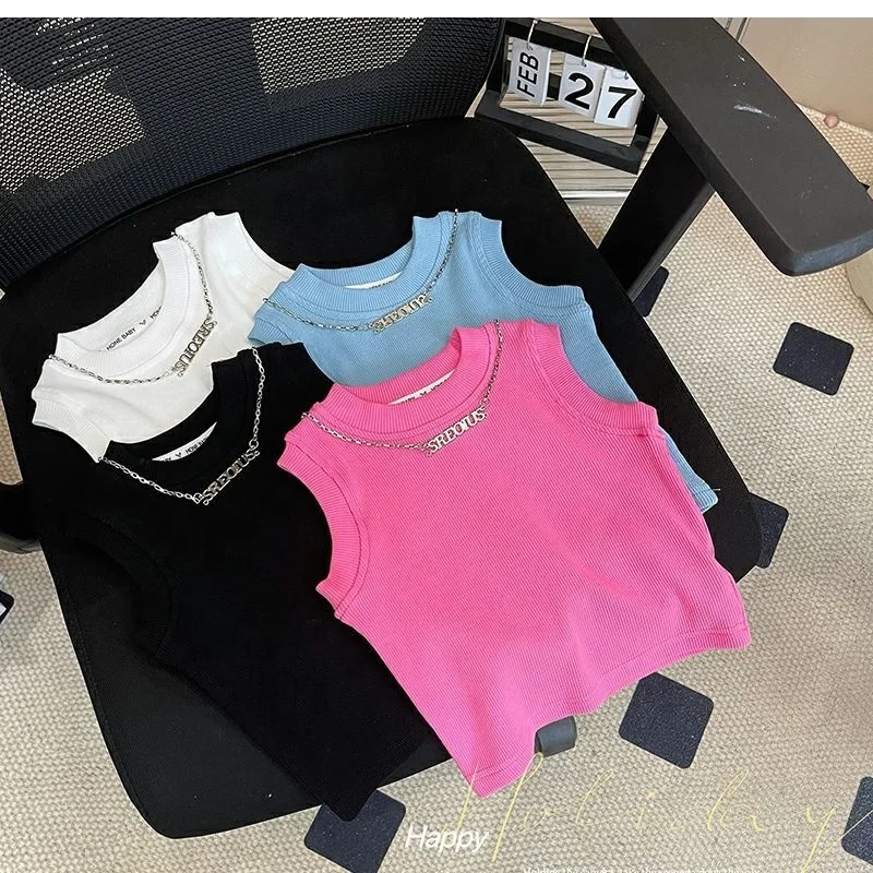 2024 Wholesale Summer Baby Children Tops Sleeveless Cotton Print Casual   H215595678ed2418a8cff2855c6b26c64f 