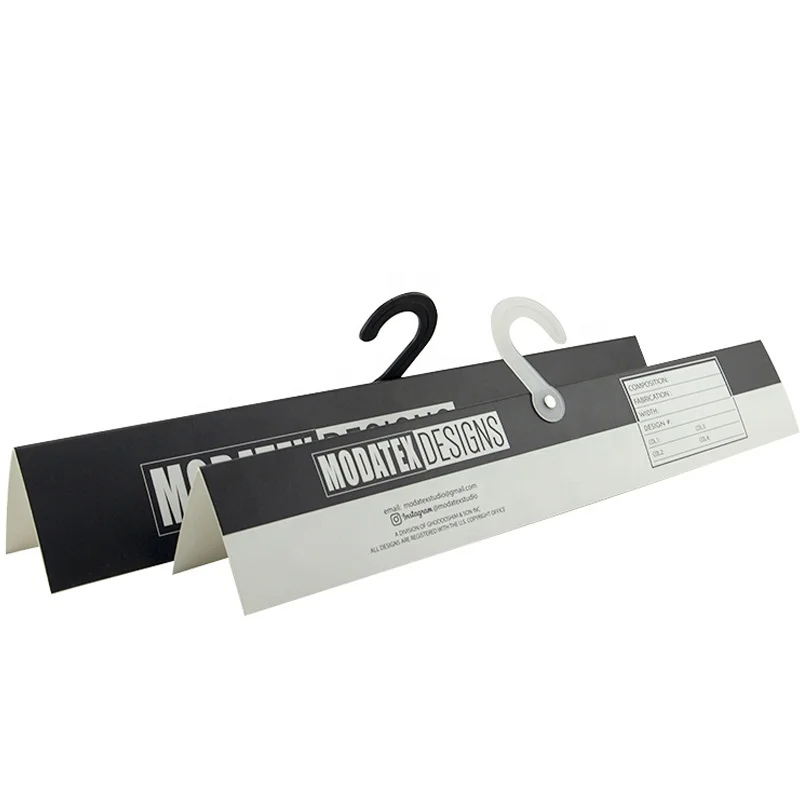 Custom Logo Textile Fabric Display Fabric Swatch Cards Cardboard Header Card Packaging Paper Hanger With Plastic Hook