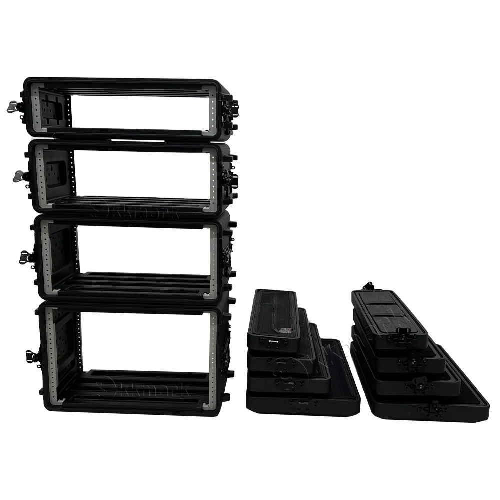 Removable Waterproof Fireproof PE HDPE 2U 3U 4U 6U 8U 10U 12U 14U 16U Amplifier Shock Mount Racks Plastic Flight case