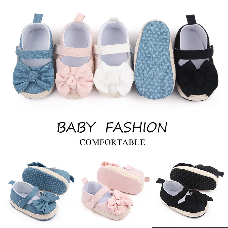 Wholesale Beautiful Bow Design Soft Sole Newborn Infant Baby Girl Shoes details