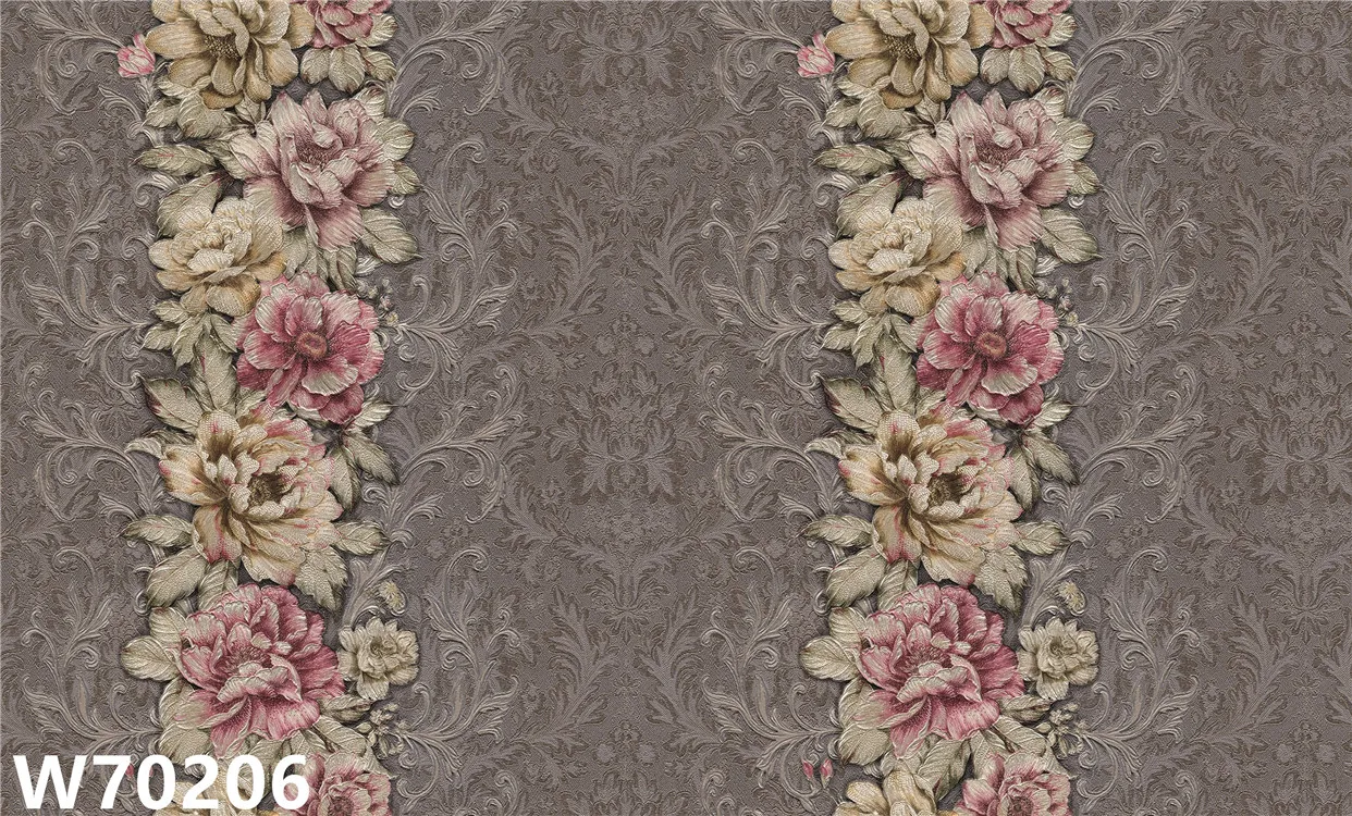 Home Interior Wall 3D PVC embossed flower Wallpaper for home walls