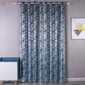 Foil Printing Design Velvet Drapes Curtain Ready Made Velvet Curtains for Living Room