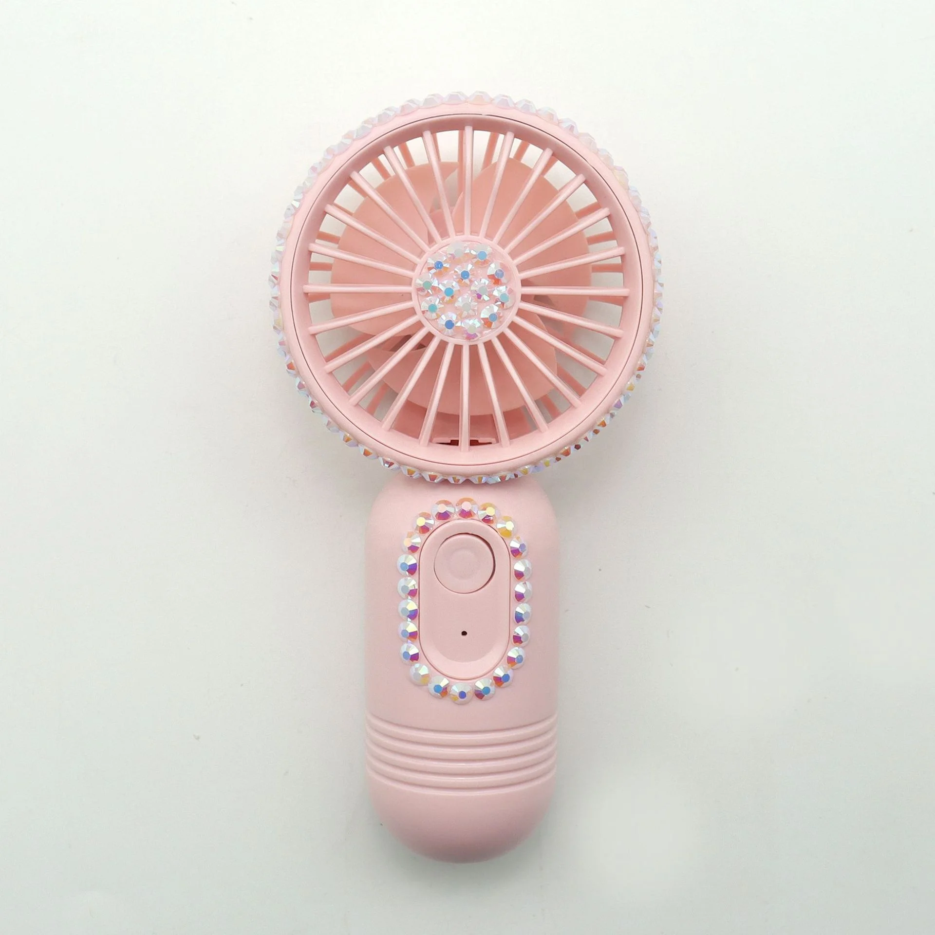 2024 Summer Cold Diamond Handheld Fan Portable Rechargeable Fans Outdoor Mini USB Electric Desktop Air Cooler Hand Glitter Fans