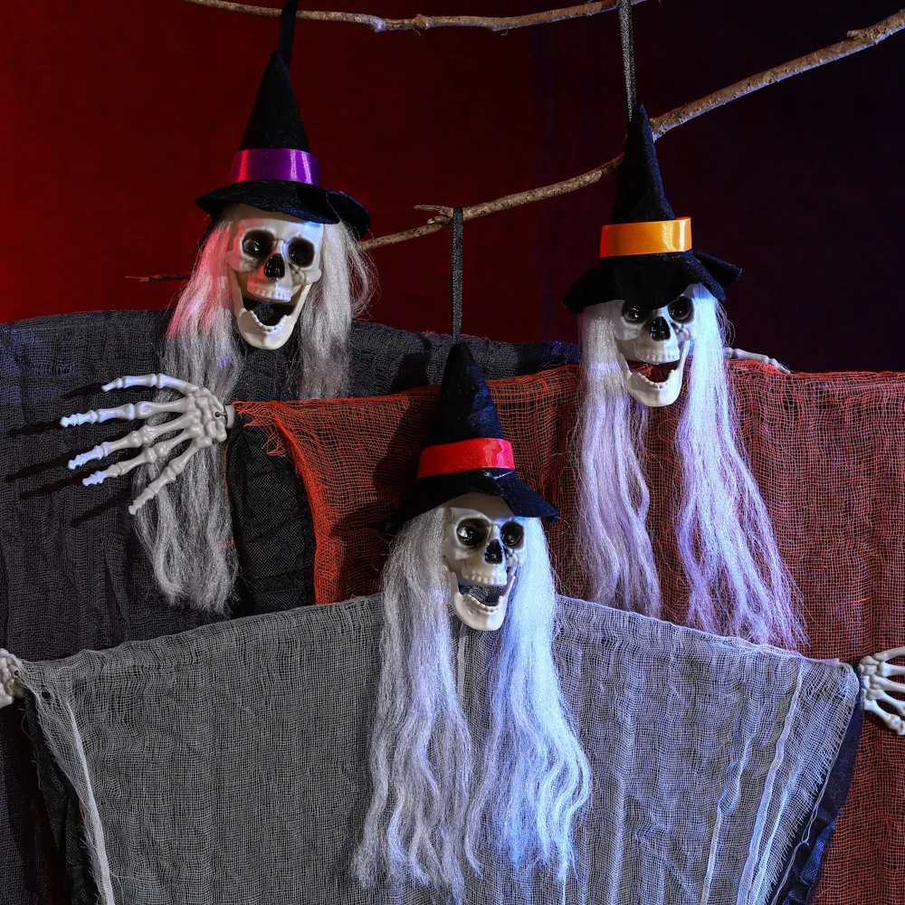 Wholesale Halloween Horror Decoration Props Skeleton Hat Hanging Ghost  House Secret Room Party Prank Door Hot Selling Easter
