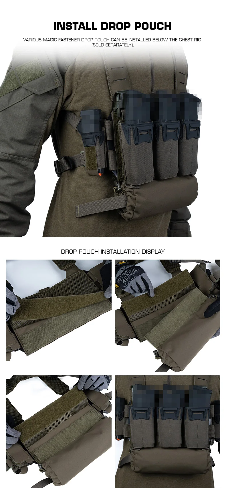 Taktische K-Modular-Brusttasche mit Schultergurten, atmungsaktives Mesh-Gewebe, passend für K-Z Airsoft Placard Admin Pouch – Detail 10