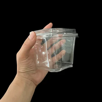 Wholesale Custom Clear PET Plastic Cup Disposable Transparent Square Dessert Cake Cups with Lid