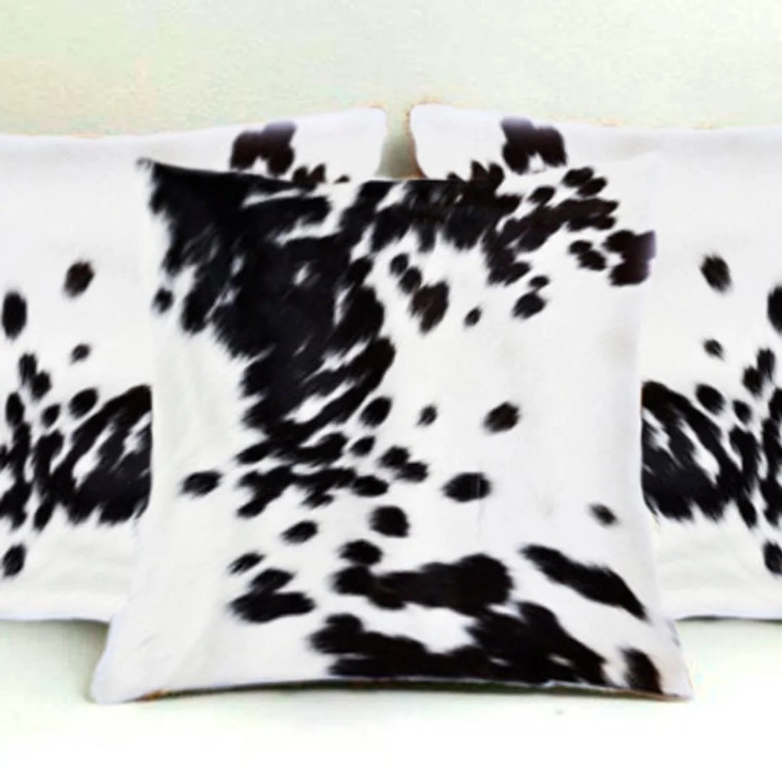 Cowhide Pillows Cushion Cover Leather Hair on Cow Hide Skin 16 x16 Set of 2