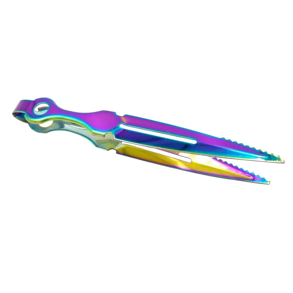 T033ST Lvhe Unique Rainbow Color Stainless Steel Shisha Coal Tongs
