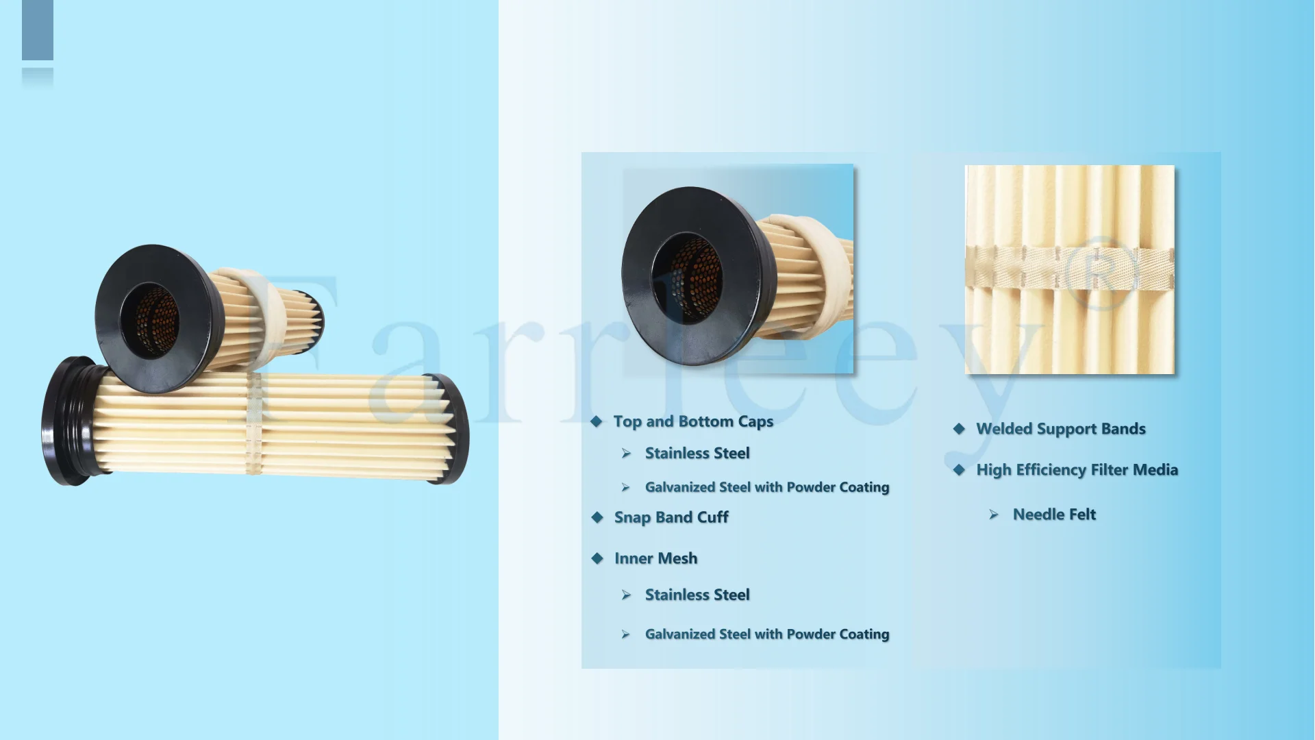 High Temperature Resistance Filter Element,N300 Aramid Felt Pleated High Temperature Cartridge