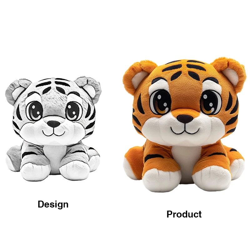 New Design Custom Plush Stuffed Soft Animal tiger Toy/ Simulation Brown Stuffed Plush Leopard Cute Tiger Gift for Kids