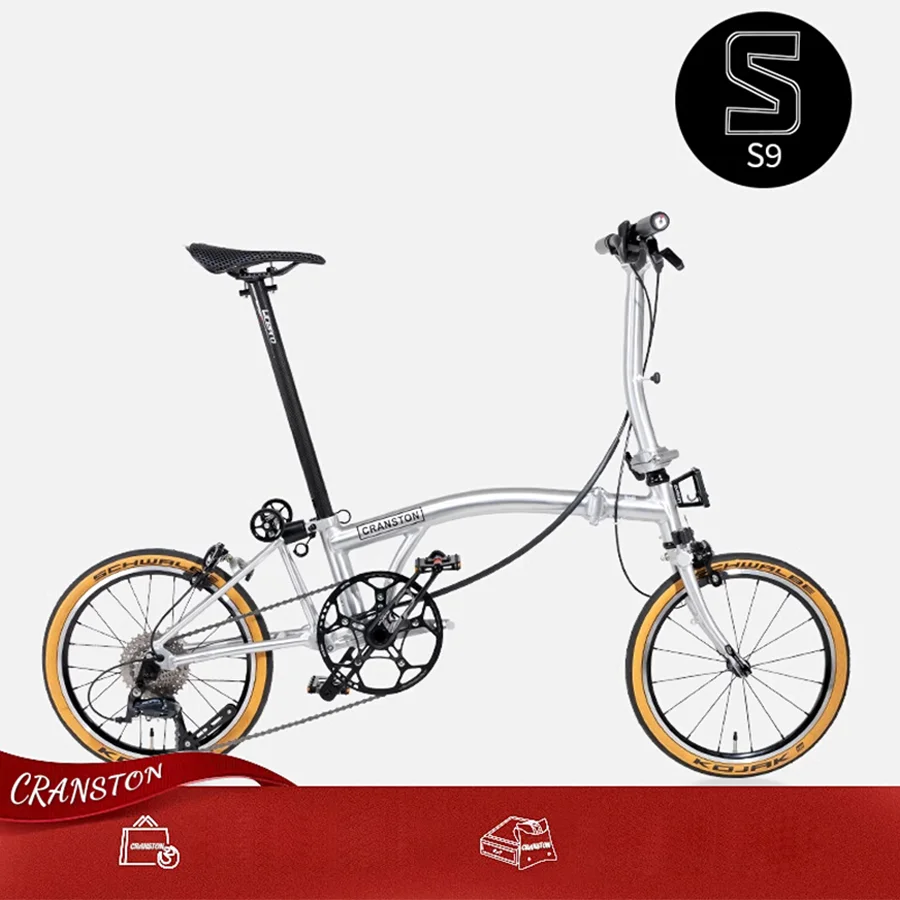 CRANSTON S9 16 Inch 9 Speed Aluminum Alloy Frame Triple Folding Bike Adult Super Light and Portable Bicycle