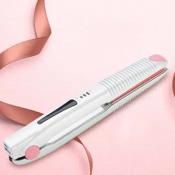 Women's New Fashion Compact Portable Wireless Flat Iron USB Charging Ceramic Hair Straightener Multi-Purpose Styling Tool