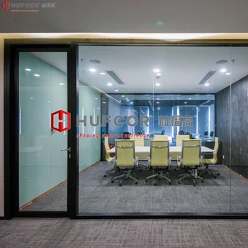 Modern Double Glass Wall Partition for Office Soundproof Aluminium Partition with Blinds Manufactured by Name