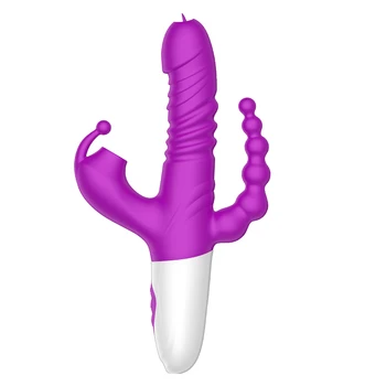 New Best Seller 3 IN 1 Triple Stimulator Thrusting Rotating Sucking Rabbit Vibrator Wand Silicone Adult Sex Toy for Women