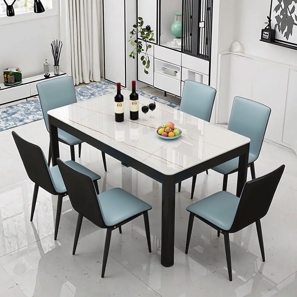 Seater White Glass Table Set Modern 6-Seater Dining Table Set