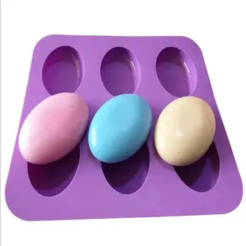 BPA Free Non Stick Durable 6 Cavities Oval Shaped Handmade Silicone Soap Mold For Making Soap Cake Candle Mold