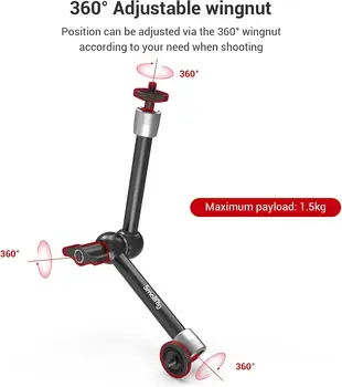 Smallrig Clamp 1/4" and 3/8" Thread and 9.8 Inches Adjustable Friction Power Articulating Magic Arm With 1/4" Thread Screw product image