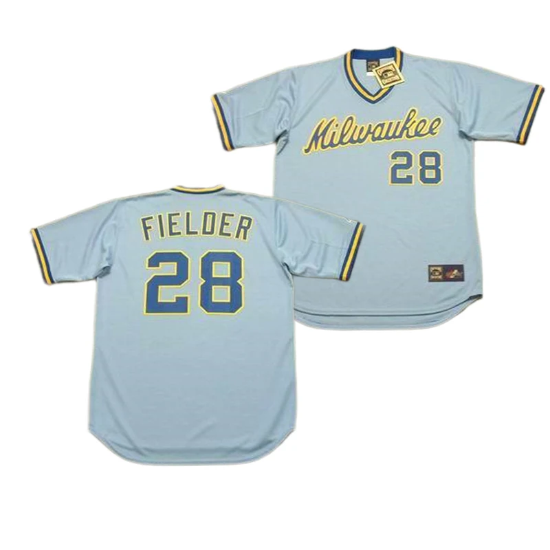 Wholesale Men's Milwaukee Brewers 19 Robin Yount 20 Gus Bell 24 Ben Oglivie  28 Prince Fielder Throwback Baseball Jersey Stitched S-5xl From  m.