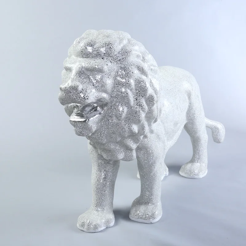 Custom Made Life Size Lion  Statue Realistic Hand Craft Mirror Finish Disco Mosaic Shinny Animal Pop Art Lion Sculpture