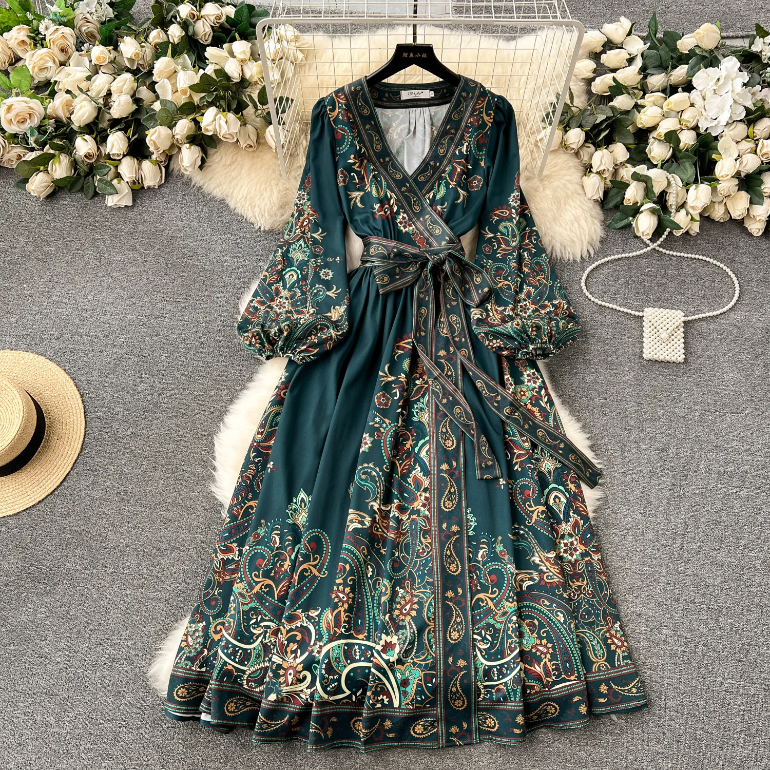 paisley casual dress Short Black Print Casual Dress with Long Sleeves Twilight Filigree / Small