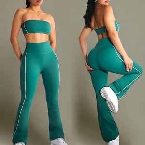 Custom Plus Size 2-Piece Fashion Yoga Set Breathable Quick-Dry Sweat-Wicking Leggings Top ScrunchButt High-Waisted Spandex/Nylon