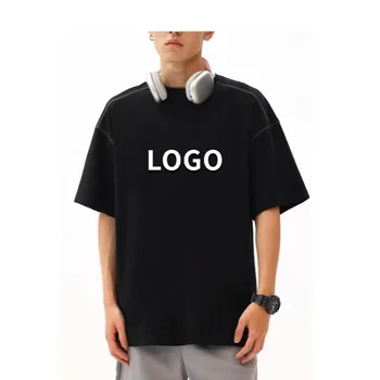 Factory 260 Gsm 100% Cotton T Shirt Heavy Custom Graphic Plain Oversized Plus Size Men's T-shirts Camisetas personalizadas