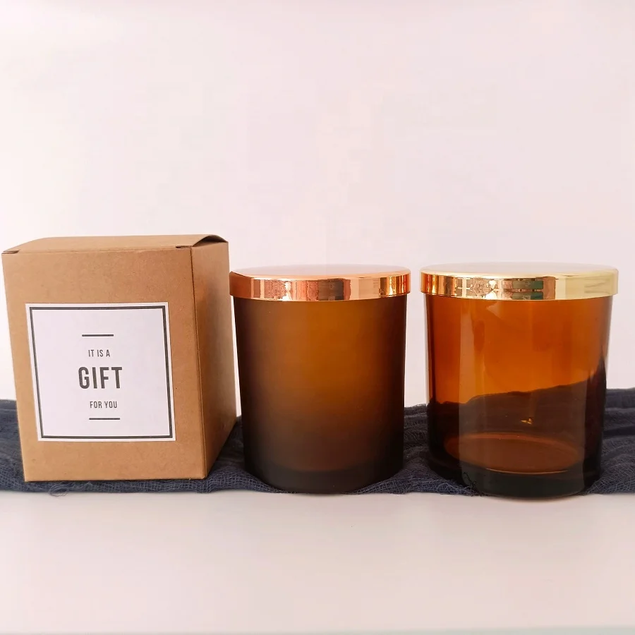 White and Black Matte Colored Spray Glass Candle Jar With Wood Metal Bamboo Lid for Candle Making