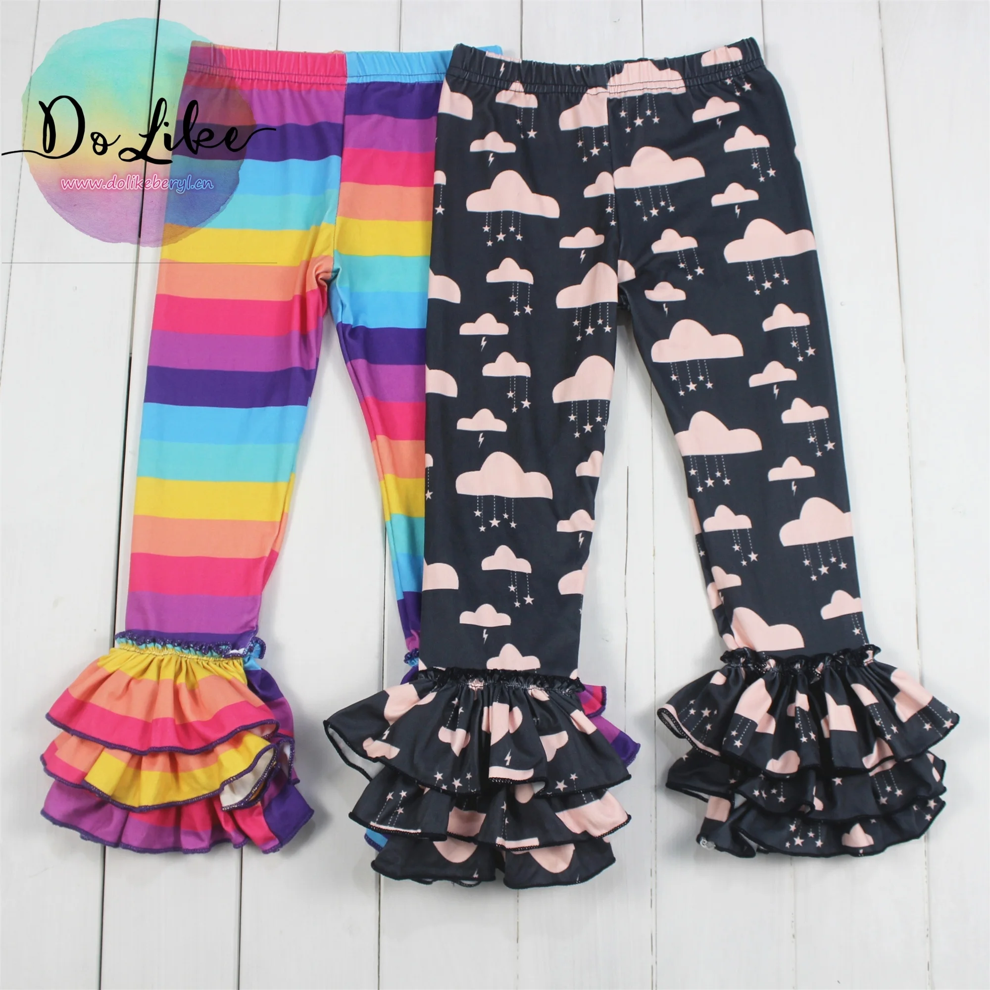 rainbow ruffle pants