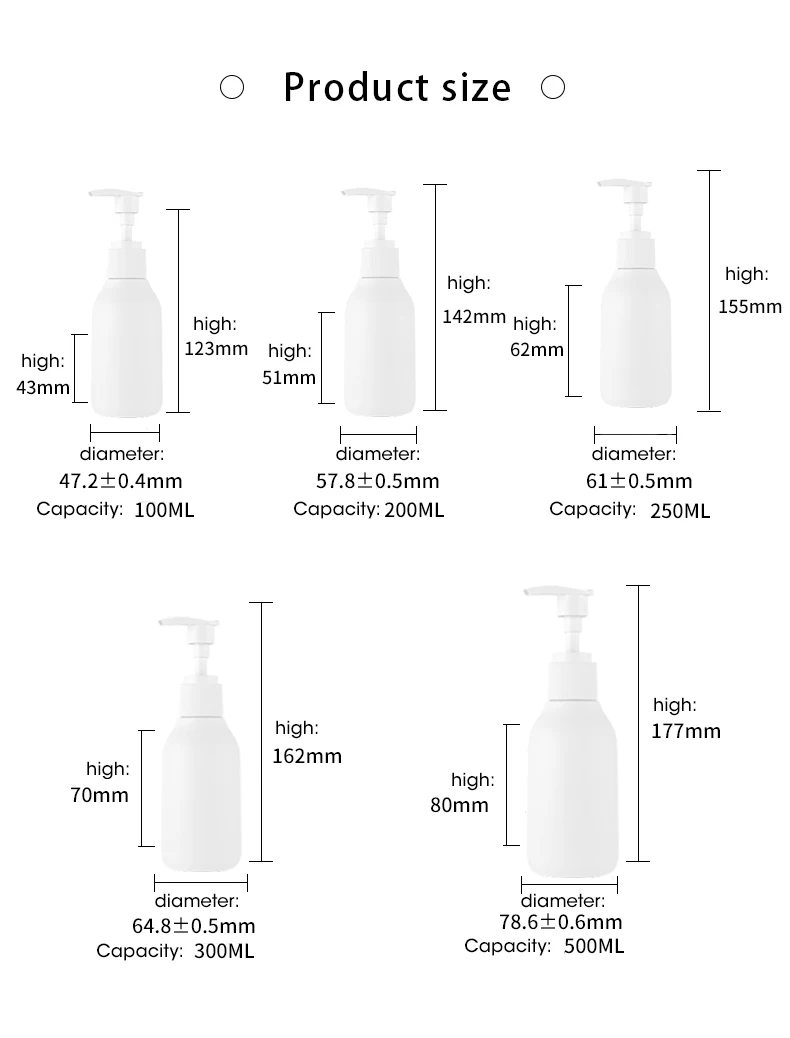 Retail White Hdpe 250ml Hand Washing Liquid Soap Shower Gel Empty Body